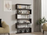 Hanah Home Stijlvol antraciet boekenplank, 90 cm x 162,6 cm x 22 cm, 100% melamine gecoat particle board, 18 mm dik, wandmontage, meerdere planken voor extra opslag