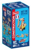 JEUJURA Knutselset vanaf 3 jaar – 60 stuks van hout – educatief bouwspel met schroeven, moeren, wielen, schroevendraaier en sleutel – leren motoriek en creativiteit, gemaakt in Frankrijk – 8598