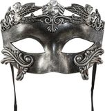 Merkloos Verkleed gezichtsmasker Venitiaans - horror/Halloween thema - zilver - Carnaval/gemaskerd bal