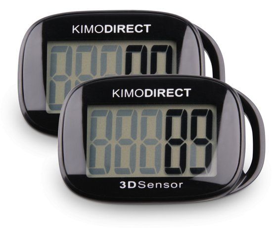 KIMO DIRECT Stappenteller met Clip en Draagkoord - 2 Stuks - Zwart