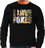 Bellatio Decorations Bol Tekst sweater I love foxes met dieren foto van een vos zwart voor heren - cadeau trui vossen liefhebber L
