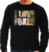 Bellatio Decorations Bol Tekst sweater I love foxes met dieren foto van een vos zwart voor heren - cadeau trui vossen liefhebber L