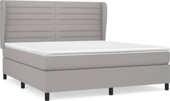 vidaXL Boxspring met matras stof lichtgrijs 180x200 cm