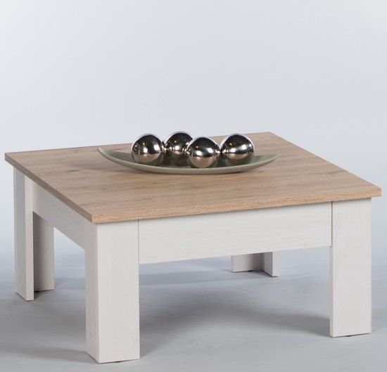 Emob Salontafel Armando 78 X 78cm Met 1 Lade - Eik/wit