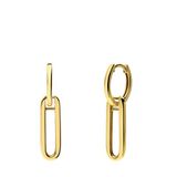 Lucardi Dames Zilveren goldplated oorringen met hanger ovaal
