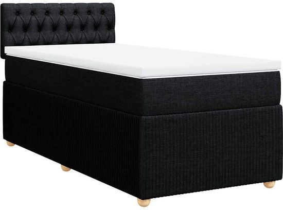 vidaXL Boxspring met matras stof zwart 90x190 cm