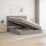 vidaXL - Opslag bed met matras met hoofdeinde Taupe 160 x 200 cm Stof