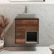 Hudson Reed Hoxton Meuble vasque suspendu 60cm Chêne foncé avec étagère ouverte, éclairage LED et vasque à poser grise (Pebble)