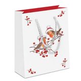 Ambiente sac cadeau Noël rouge-gorge blanc