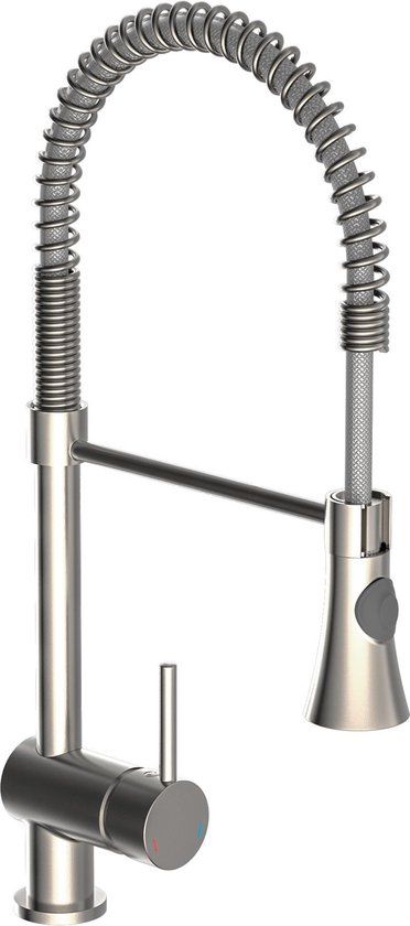 SCHÜTTE Cornwall Design Keukenkraan - Mengkraan - Draaibare Uitloop met Spiraalveer - RVS-look