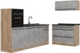 Vicco Complete keukeneenheid R-Line, Beton/Goudkleurig Eiken, 220 cm zonder werkblad