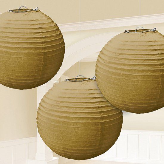 Amscan 3 gouden lampionnen 21cm