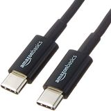 Amazon Basics USB-C-naar-USB-C 2.0-snellaadkabel, snelheid 480 Mbps, USB-IF-gecertificeerd, voor Apple iPhone 16/15, iPad, Samsung Galaxy, tablets, laptops, 3 ft(90cm), zwart