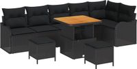 vidaXL Tuinbank Set 9-delig Zwart