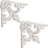 Merkloos Relaxdays Plankdragers Gietijzer - Set van 2 - Antiek - Ornamenten - Vintage - Wit