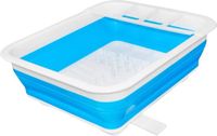 Concorde Afwas droogrek opvouwbaar met vakjes en afvoer - kunststof - blauw/wit - 31 X 37 X 13 CM - Camping