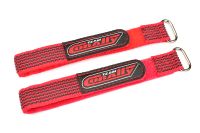 Team Corally Pro Battery Straps - 250x20mm - Metal Buckle - Silicone Anti-Slip Strings - Red - 2 pcs