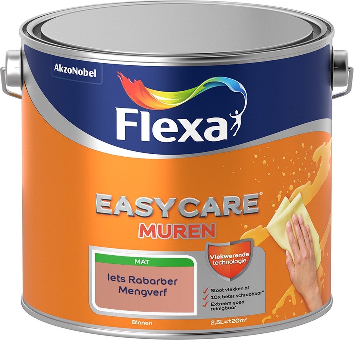 FLEXA Easycare Muurverf - Mat - Iets Rabarber - 2,5 liter