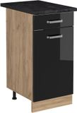 Vicco Keukenonderkast R-Line, Zwart hoogglans/Goudkleurig Eiken, 40 cm