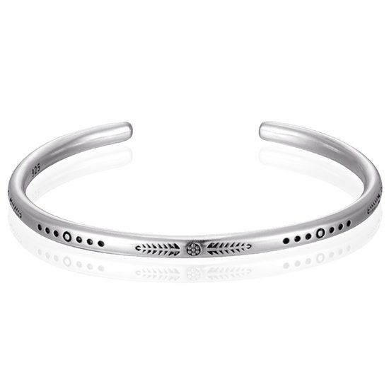 LGT JWLS Vintage Manchetarmband - Tibetaans Zilver - Flower