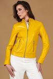 D'Arienzo Veste cuir plongé jaune cuir agneau effet lisse, Taille XS, Couleur Jaune