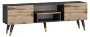 Meuble TV avec rangement, noyer/anthracite, 150x41,6x29,6 cm