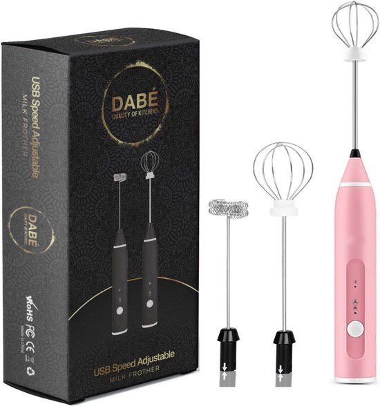 Dabé Melkopschuimer - Roze - USB Oplaadbaar - Handmatig