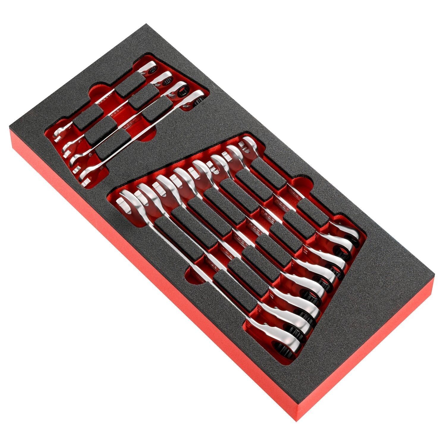 Module Foam Anti-Slip Ringsteeksleutels met ratel - 12-delig - MODM.467BJ12PB