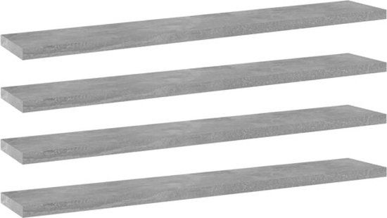 vidaXL Wandschappen 4 stuks 60x10x1,5 cm Bewerkt Hout Betongrijs