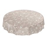 ANRO afwasbaar tafelkleed, tafelzeil, bistro, beige, retro, modern, rond, 140 cm