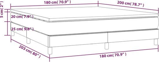 vidaXL Boxspring met matras stof taupe 180x200 cm
