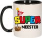 Bellatio Decorations Cadeau koffie/thee mok voor Meester/mentor - zwart - super Meester - 300 ml