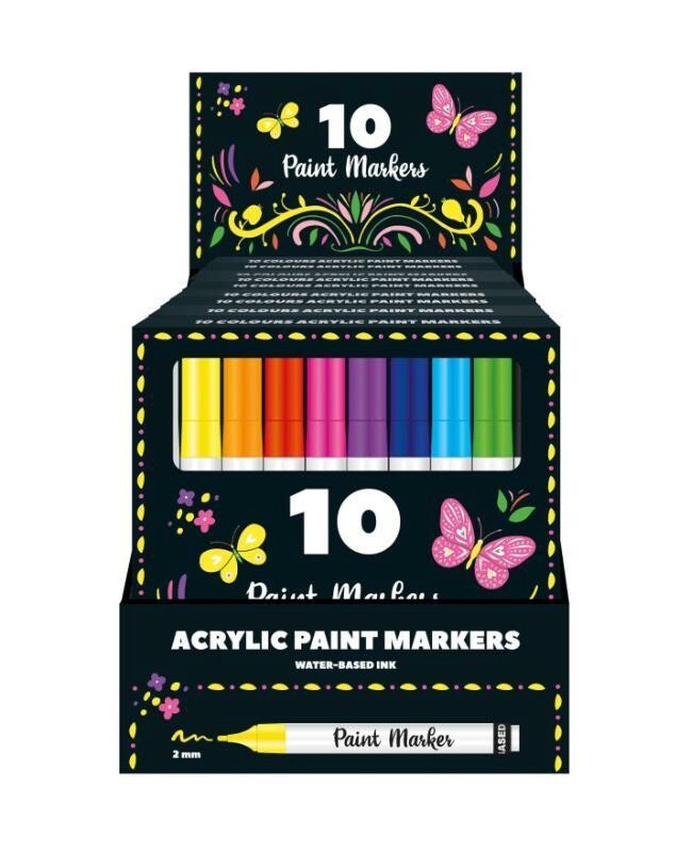 Interstat Display - 10 sets met 10 Acryl verfstiften - Multi