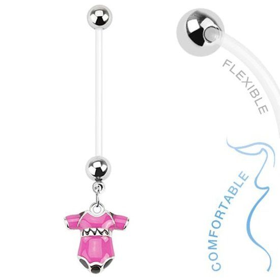 Fako Bijoux® - Zwangerschapspiercing - Rompertje - Roze - 8719747426586