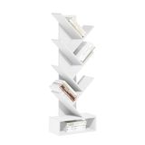 Furinno Boomboekenplank 7-laags vloerstaande boomboekenkast met onderste plank, wit