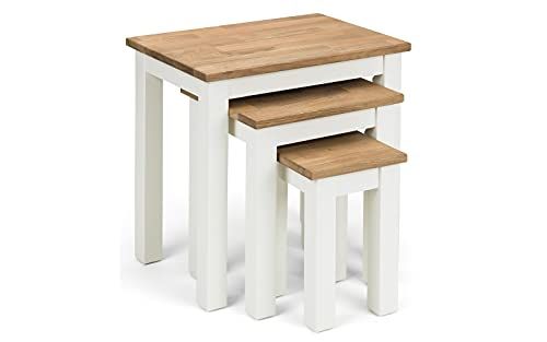 Julian Bowen Coxmoor Nest of 3 Tables - White and Oak - Wood - One Size