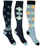 HKM Cardiff Rijssokken - Set van 3 paar - Maat 30-34 - Blauw/Salie