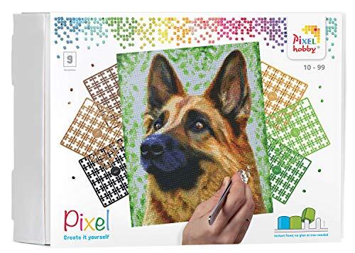 Pixel P090049 mozaïek geschenkverpakking hond. Pixelafbeelding ca. 30,5 x 38,1 cm groot om vorm te geven voor kinderen en volwassenen, kleurrijk