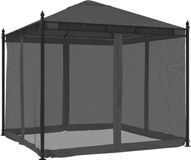 vidaXL Prieel met zijwanden van gaas 2,93x2,93m staal antracietkleurig