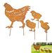 Omgoods Décoration de jardin Famille de poulets rouillée