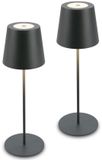 Briloner - Set van 2 Tafellampen - Oplaadbaar - IP44 - Warm Wit Licht - Dimbaar - USB - Antraciet