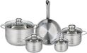 ELO 9868550 pannenset, 5-delig, 1 koekenpan 24 cm en 4 kookpannen 12, 14, 16 en 24 cm, Elo Profi glanzend, roestvrij staal, inductie
