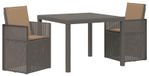 Table de jardin 3 pièces gris clair et taupe PP