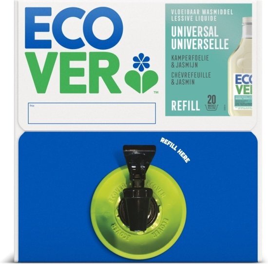 Ecover Vloeibaar Wasmiddel Universeel Kamperfoelie &amp; Jasmijn 1x 15L