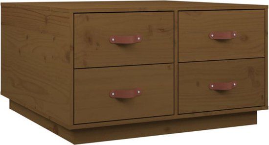 vidaXL Salontafel 80x80x45 cm massief grenenhout honingbruin