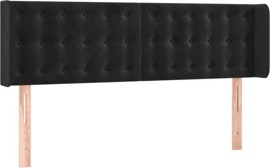 vidaXL Hoofdbord met randen 147x16x78/88 cm fluweel zwart