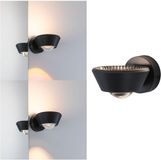 Paulmann LED-wandlamp Sabik IP44 2700K 390lm / 258lm 230V 9W / 4,5W dimbaar Zwart