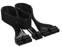 CORSAIR Elite Premium Type 4 Individueel Omhulde ATX 24-Pins PSU-Kabel – Low-profile kabelkammen, drievoudige mesh paracord-omhulling, compatibel met Corsair Type 4 PSU's – Zwart
