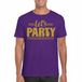 Bellatio Decorations Verkleed shirt heren - lets party - paars - glitter goud - carnaval/themafeest L