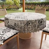 PETTI Artigiani Italiani - Vuilafstotend rond tafelkleed van microvezel (diameter 240 cm), keukentafelafdekking voor ronde tafel, design Vietri 02, zwart, 100% Made in Italy